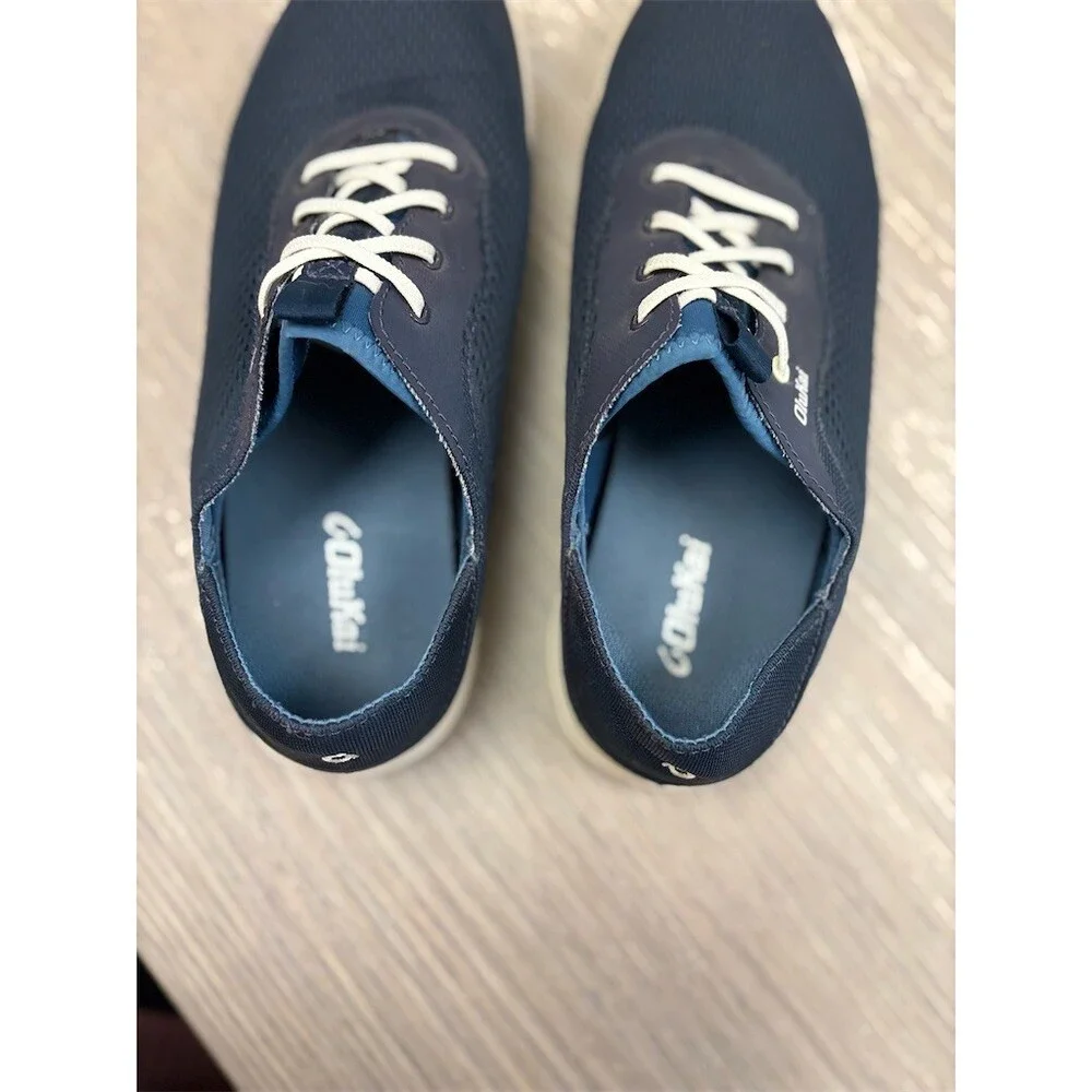 OluKai Moku Pae Men's Lace-Up Boat Shoes Trench Blue/Off White Size 10.5